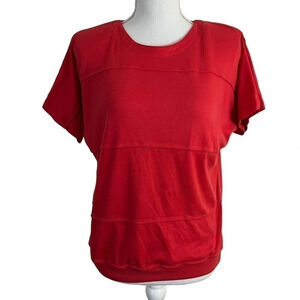 Headliners 80s 90s Medium Red Short Sleeve Shirt Shoulder Pads Stitching Details